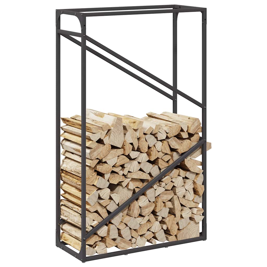 Stalak za drva crni 60x25x100 cm hladno valjani čelik