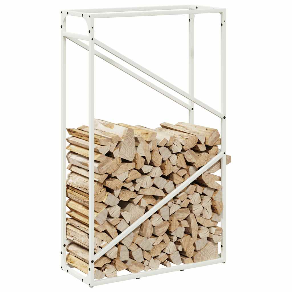 Stalak za drva bijeli 60x25x100 cm hladno valjani čelik