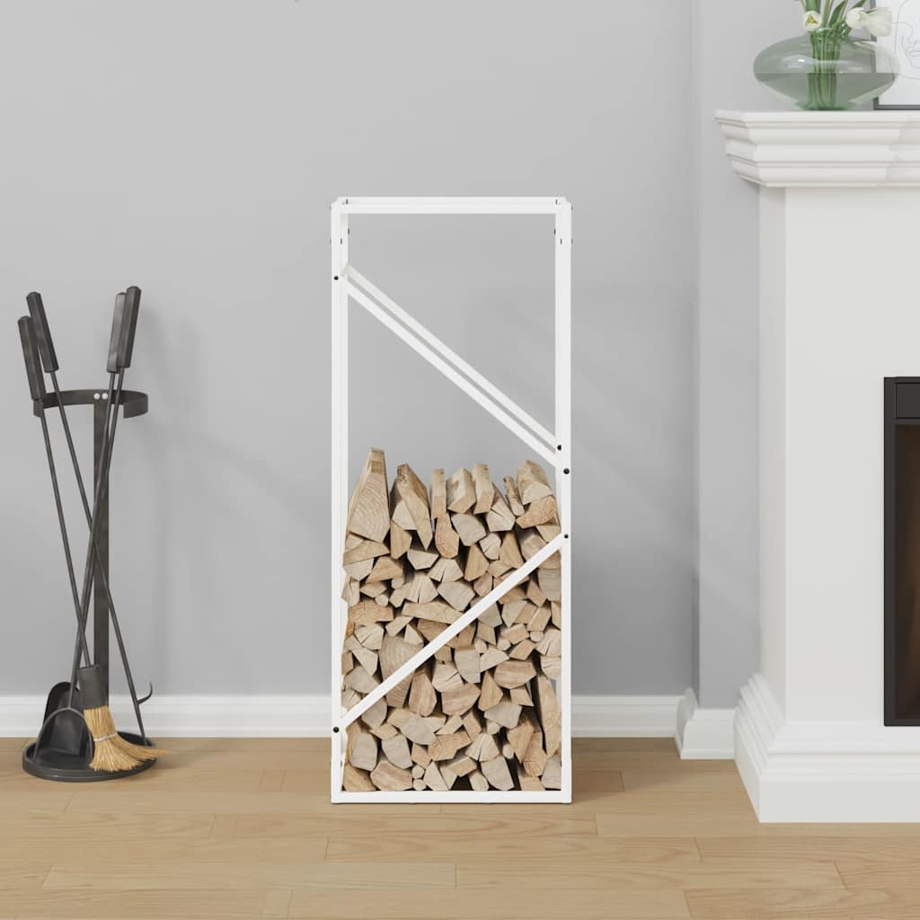 Stalak za drva bijeli 40x25x100 cm hladno valjani čelik