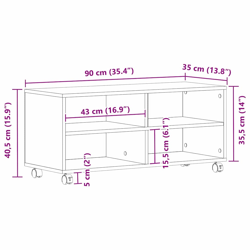 TV ormar Smeđa 90 x 35 x 40.5 cm Konstruirano drvo