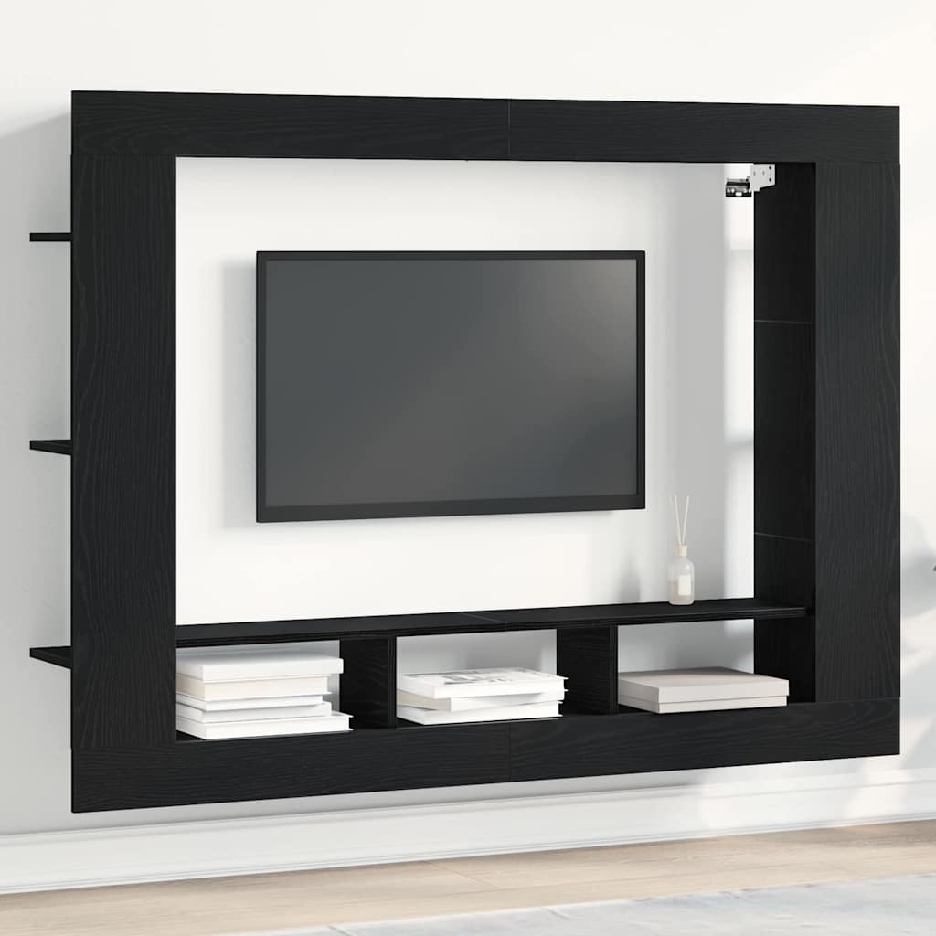 TV ormar Zidne Crni hrast 152 x 22 x 113 cm Konstruirano drvo