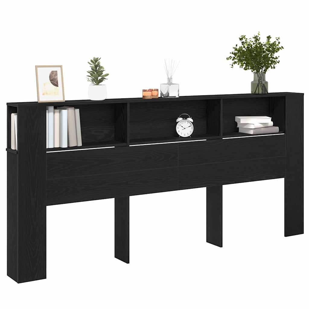 Glava kreveta s ormarićem Crni hrast 220 x 18,5 x 102,5 cm