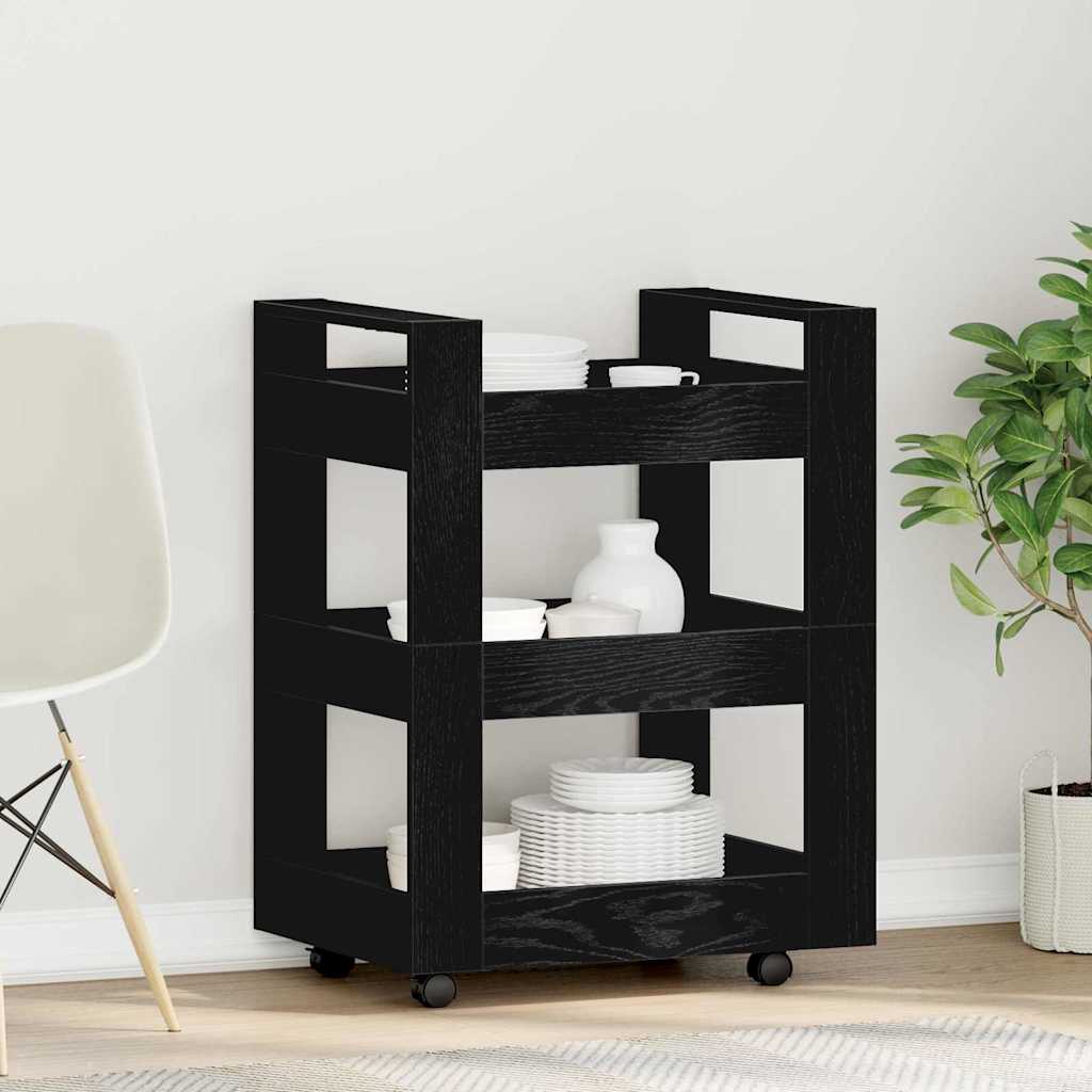 Kuhinjski kolica Crni hrast 60 x 45 x 80 cm Konstruirano drvo