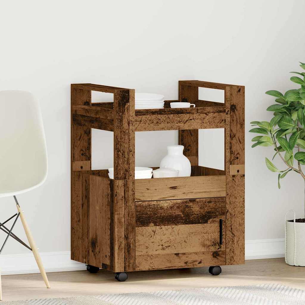 Kuhinjski kolica Staro drvo 60 x 45 x 80 cm Konstruirano drvo