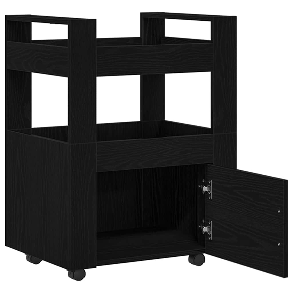 Kuhinjski kolica Crni hrast 60 x 45 x 80 cm Konstruirano drvo
