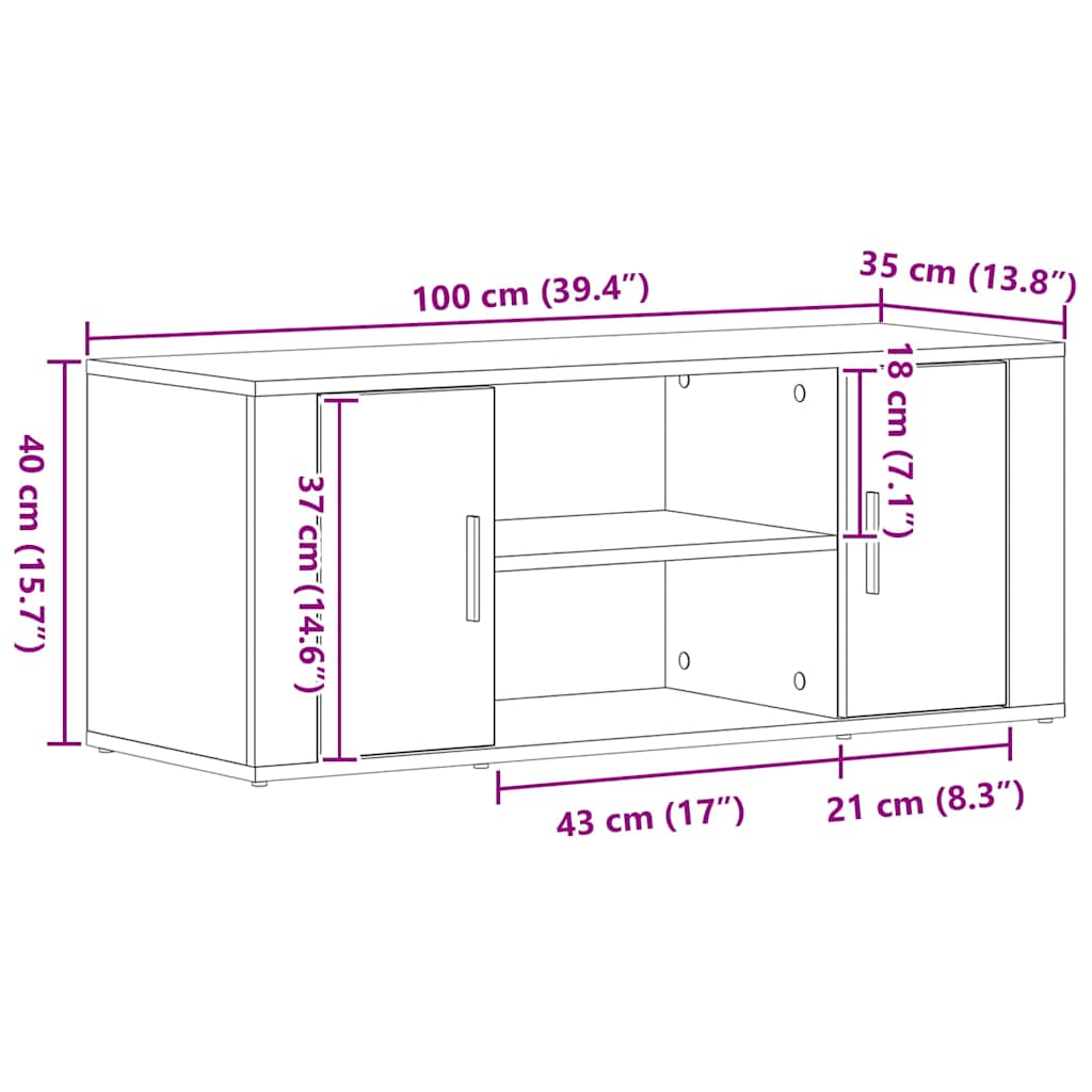 TV ormar hrast artisan 100 x 35 x 40 cm Konstruirano drvo