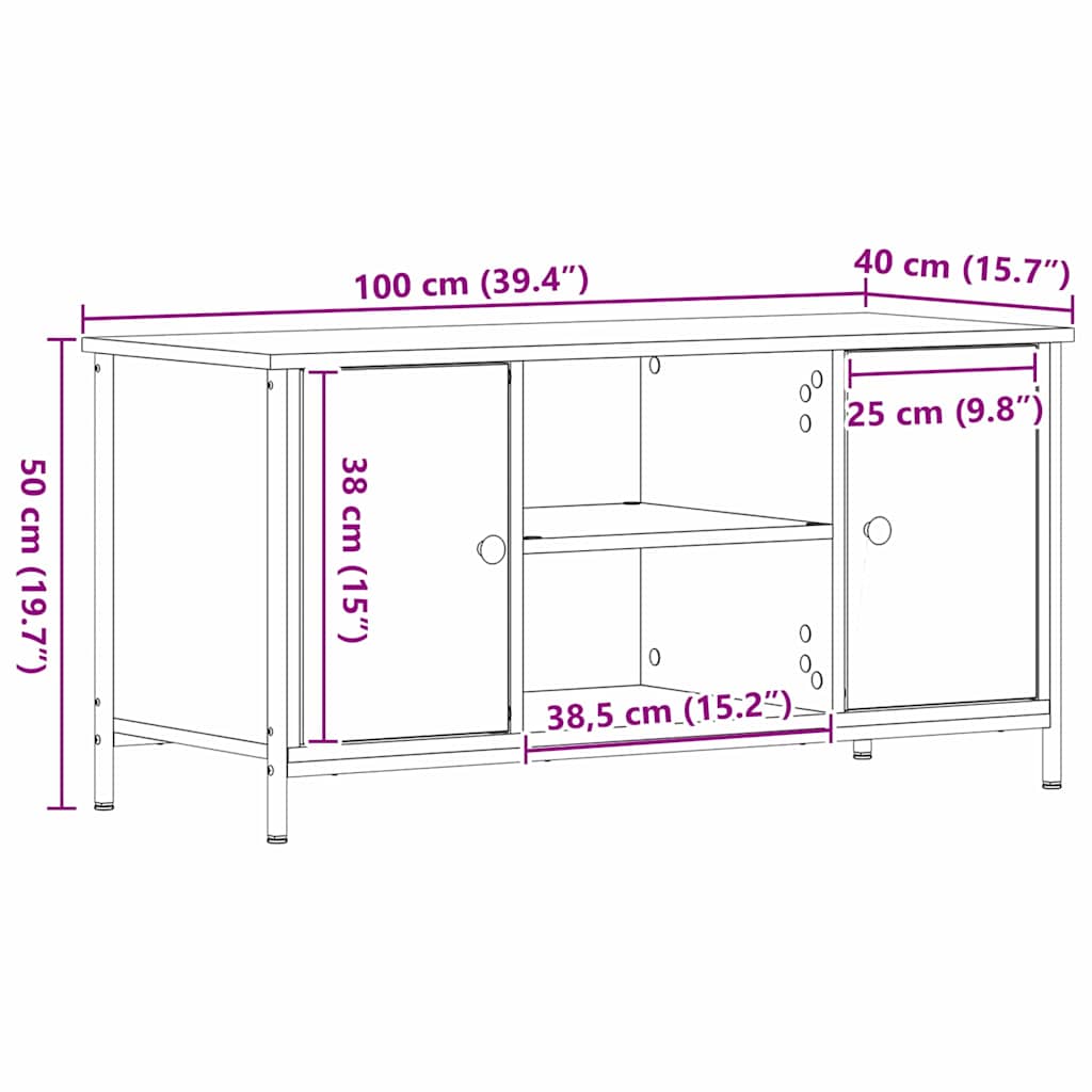 TV ormar Crni hrast 100 x 40 x 50 cm Konstruirano drvo