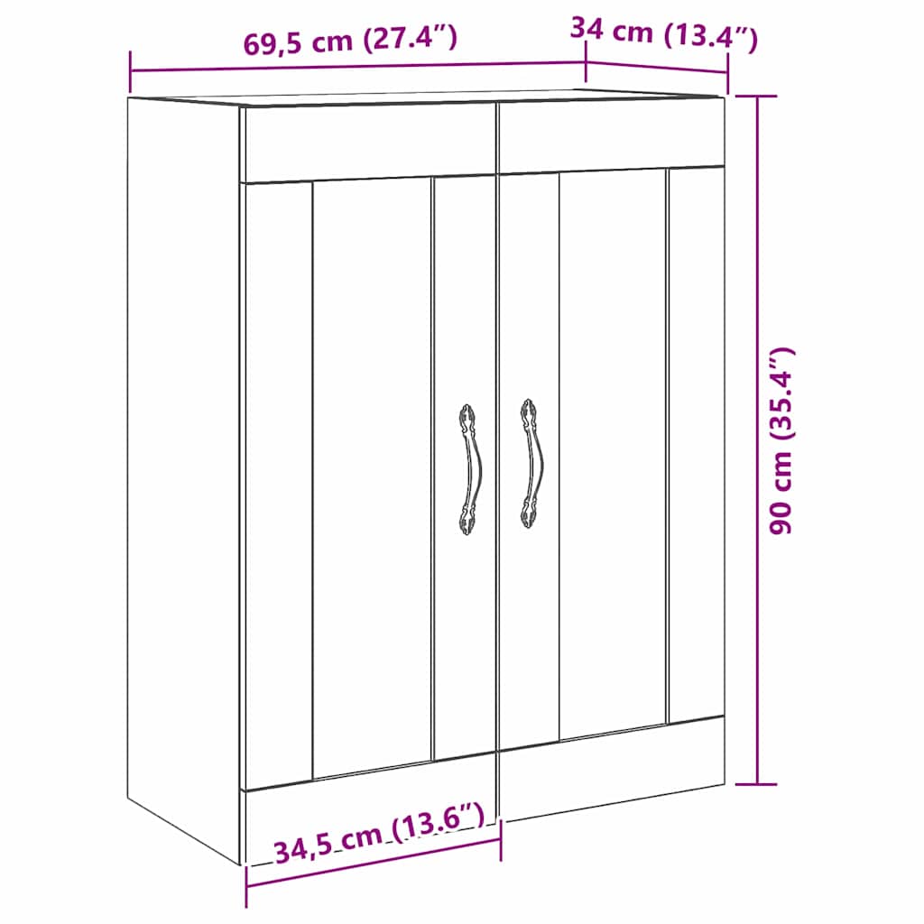 Ormar za Zid Zidne Umjetnički hrast 69,5 x 34 x 90 cm