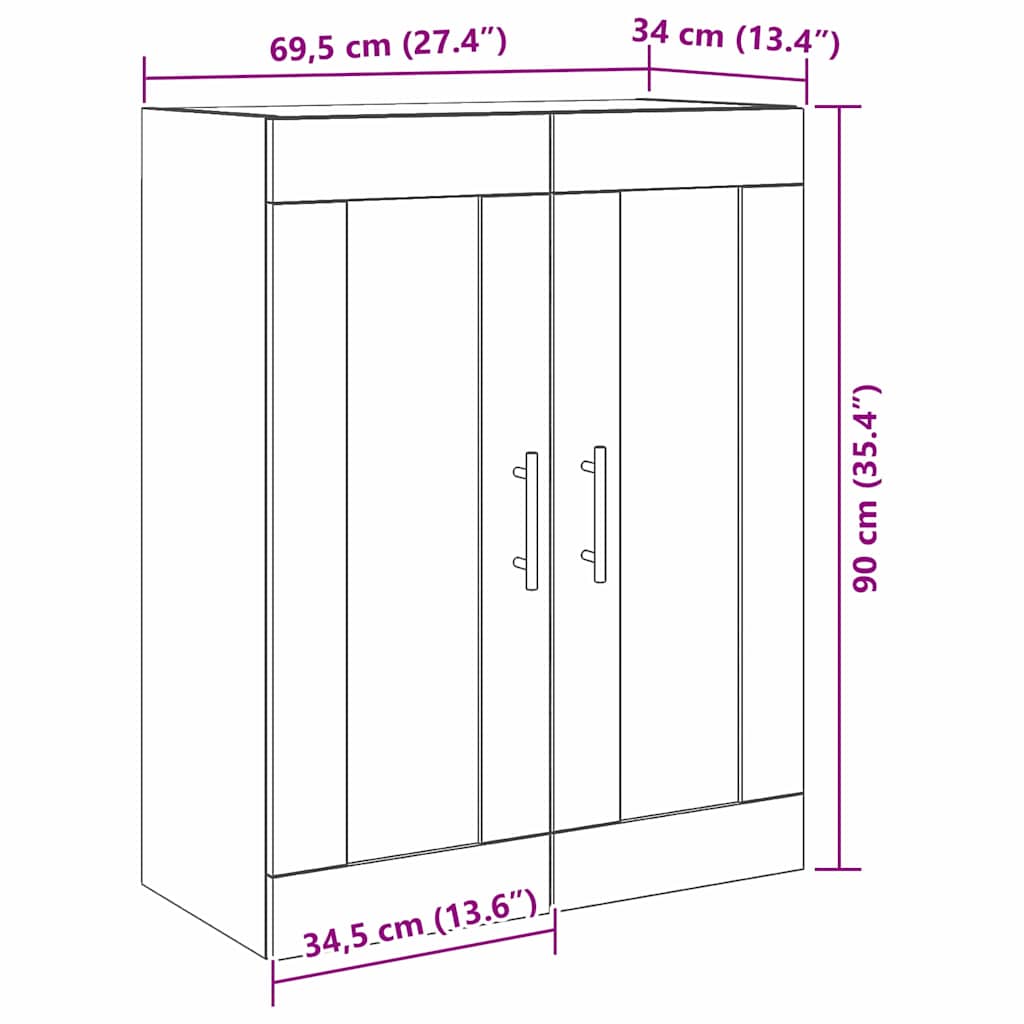 Ormar za Zid Zidne Umjetnički hrast 69,5 x 34 x 90 cm
