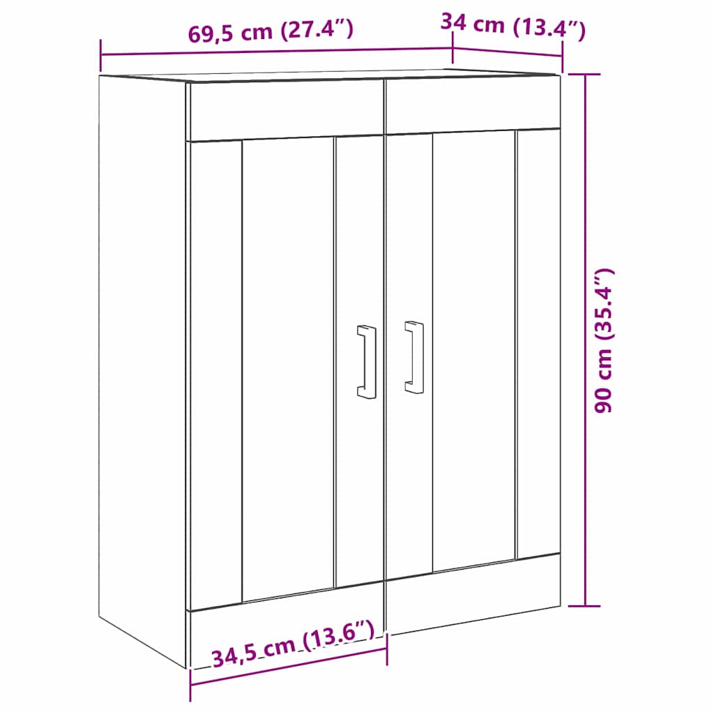 Ormar za Zid Zidne Umjetnički hrast 69,5 x 34 x 90 cm