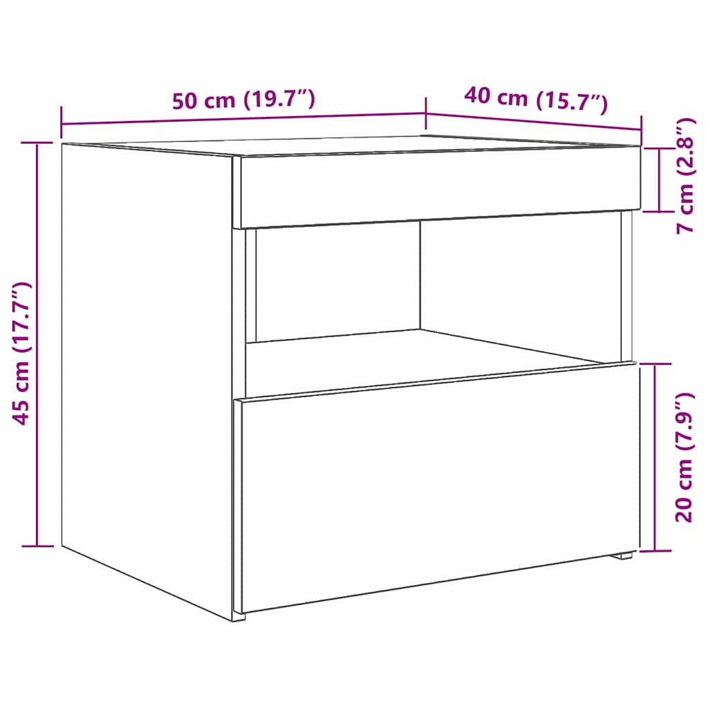 Noćni ormar s ladicama 2 pcs Umjetnički hrast 50 x 40 x 45 cm