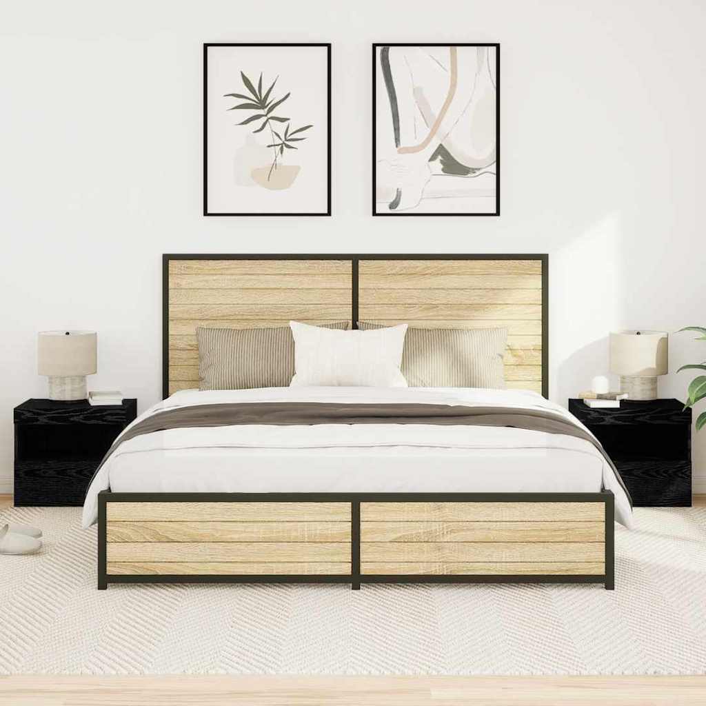 Noćni ormar 2 pcs Crni hrast 50 x 40 x 45 cm Konstruirano drvo