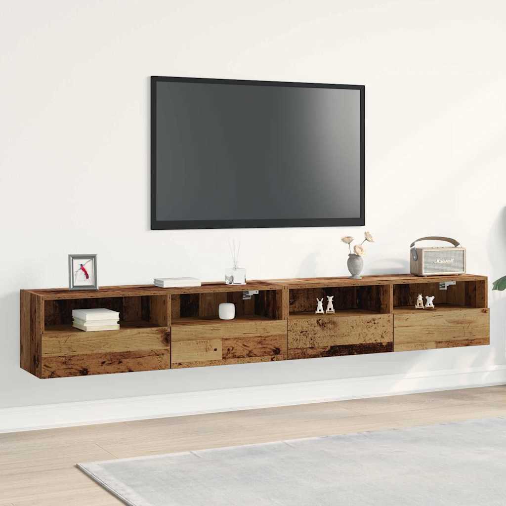 TV zidni ormar Zidne 2 pcs Staro drvo 100 x 30 x 30 cm