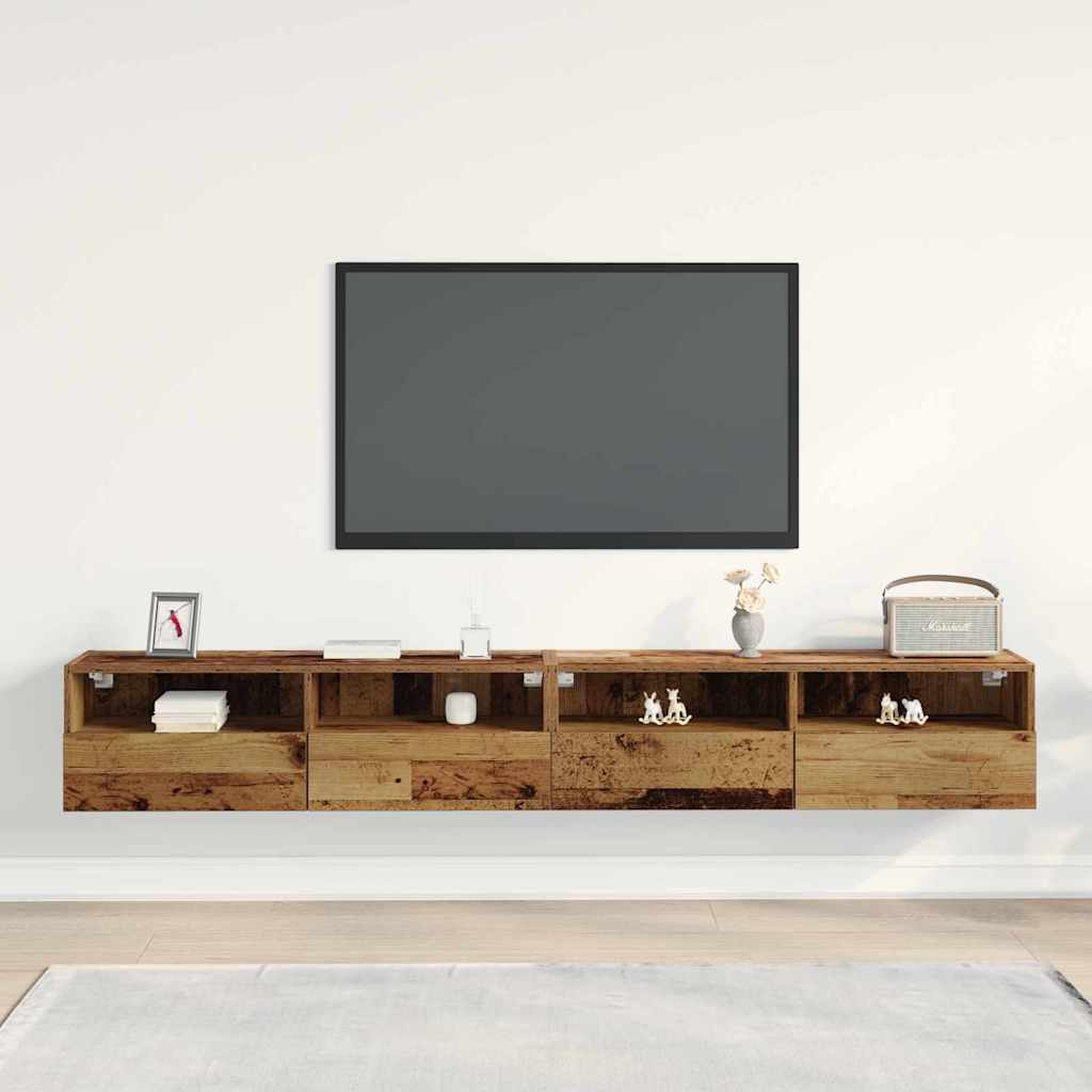 TV zidni ormar Zidne 2 pcs Staro drvo 100 x 30 x 30 cm