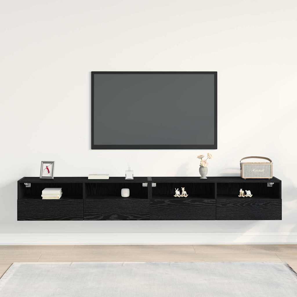TV zidni ormar Zidne 2 pcs Crni hrast 100 x 30 x 30 cm