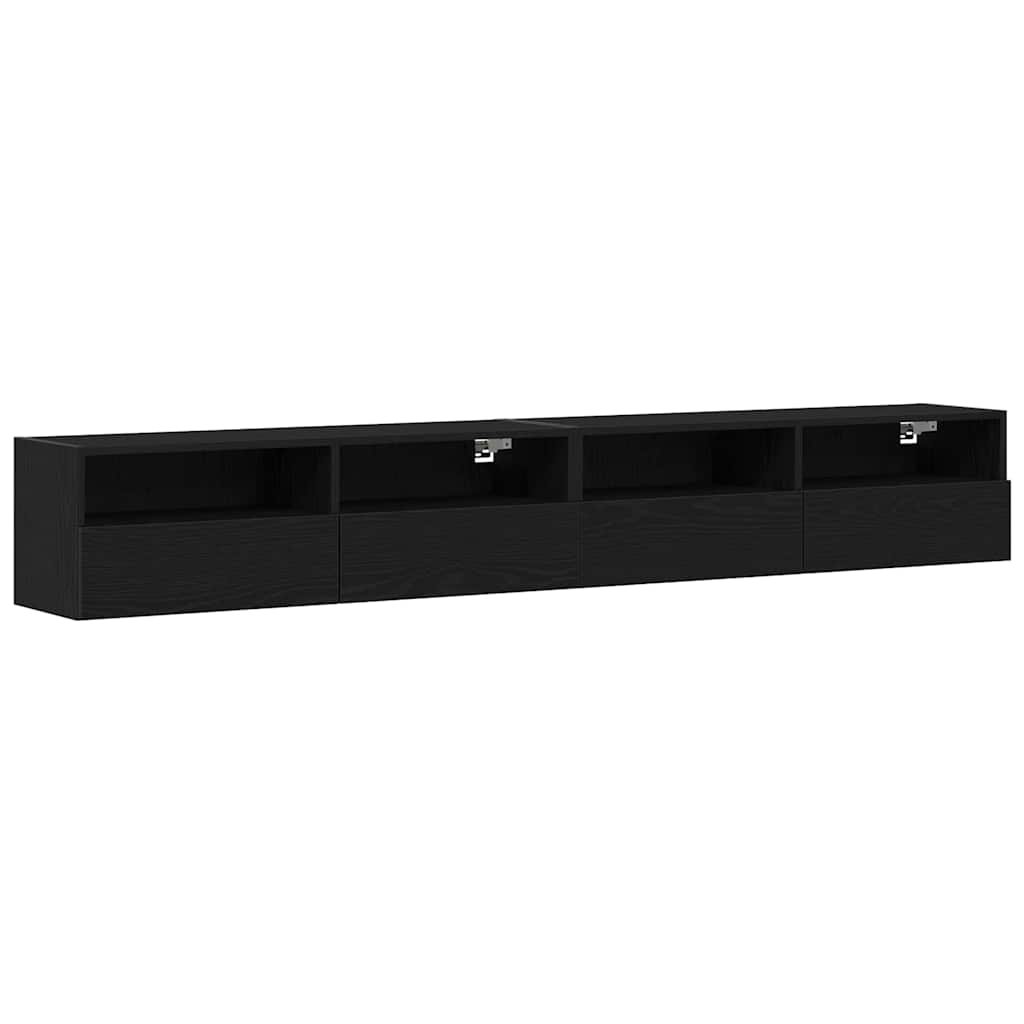 TV zidni ormar Zidne 2 pcs Crni hrast 100 x 30 x 30 cm