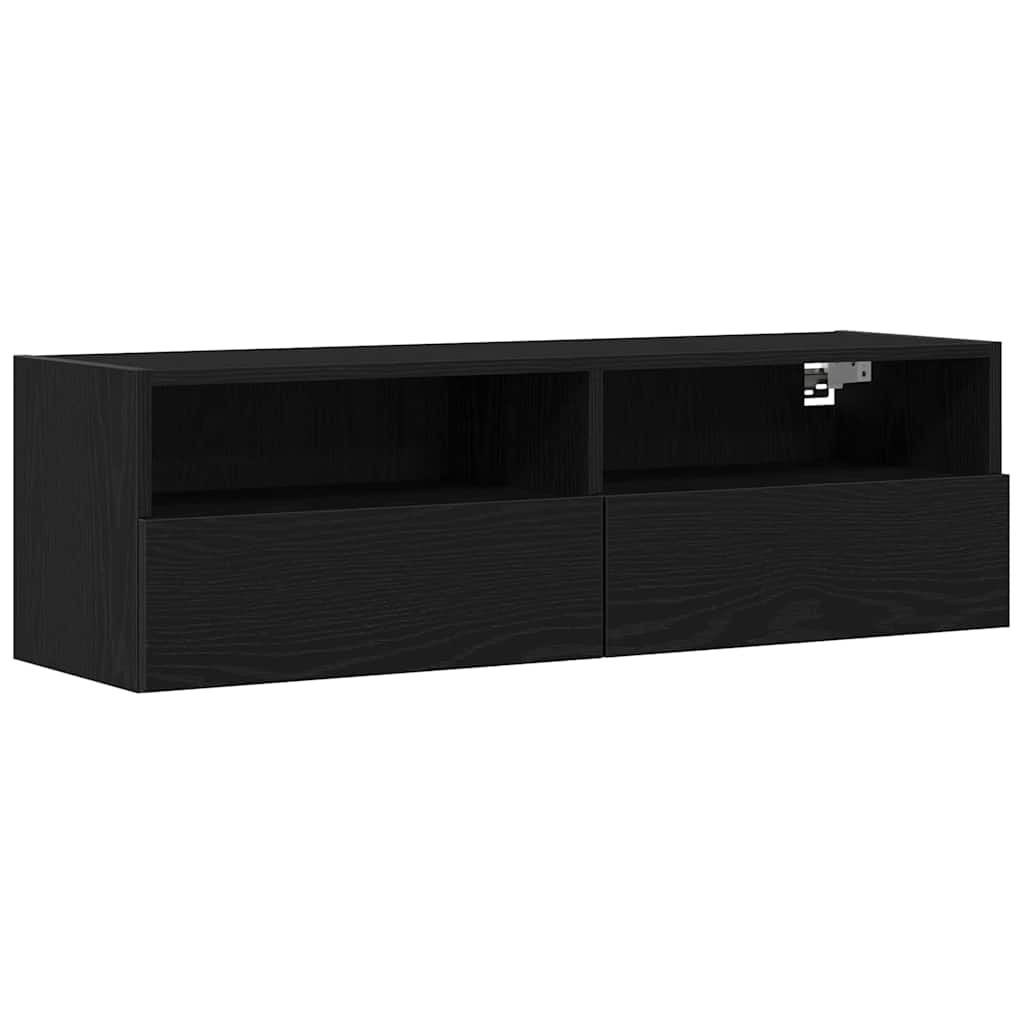 TV zidni ormar Zidne 2 pcs Crni hrast 100 x 30 x 30 cm