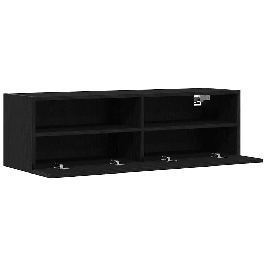 TV zidni ormar Zidne 2 pcs Crni hrast 100 x 30 x 30 cm