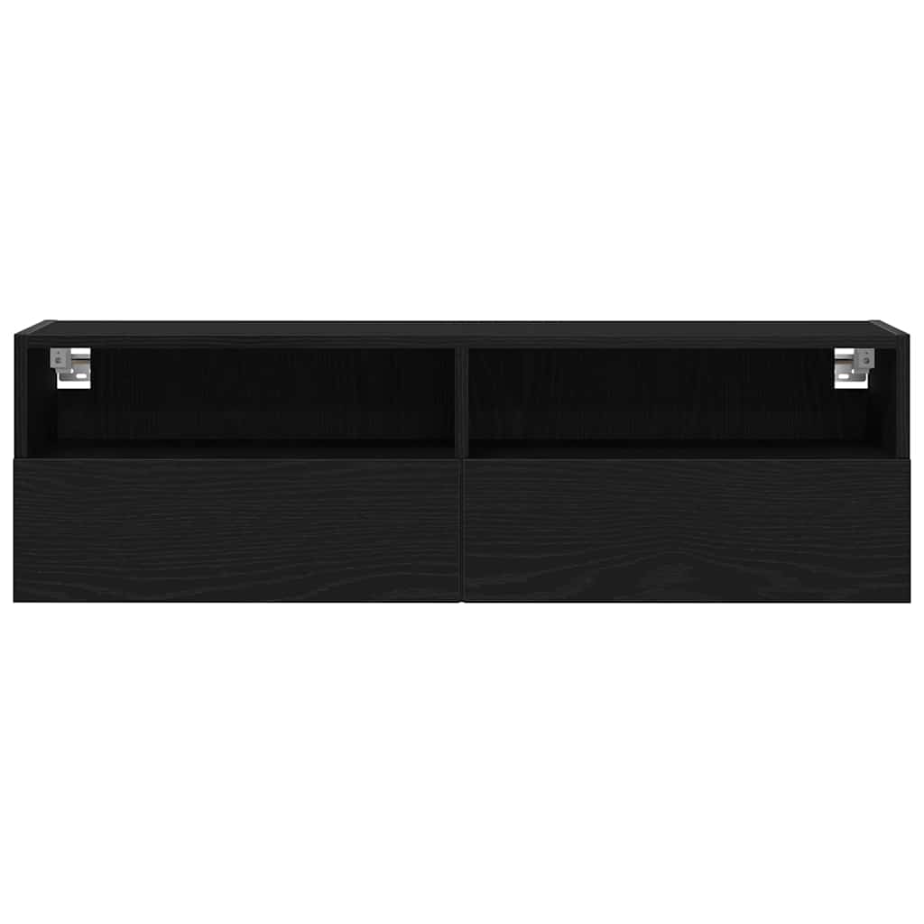 TV zidni ormar Zidne 2 pcs Crni hrast 100 x 30 x 30 cm