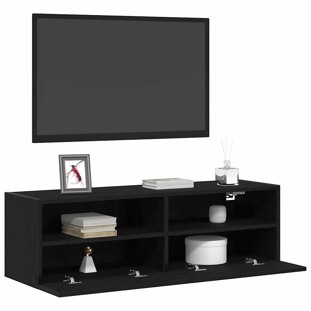 TV zidni ormar Zidne 2 pcs Crni hrast 100 x 30 x 30 cm