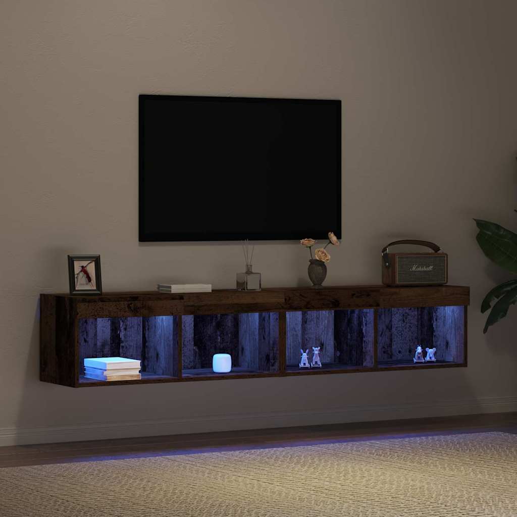 Set TV komoda s LED svjetlima 2 pcs Staro drvo 80 x 30 x 30 cm