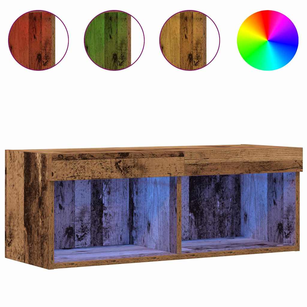 Set TV komoda s LED svjetlima 2 pcs Staro drvo 80 x 30 x 30 cm