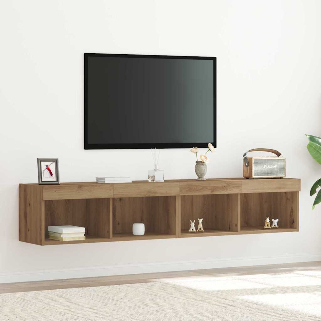 Set TV komoda Zidne 2 pcs Umjetnički hrast 80 x 30 x 30 cm