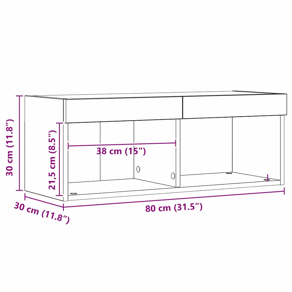 Set TV komoda Zidne 2 pcs Umjetnički hrast 80 x 30 x 30 cm