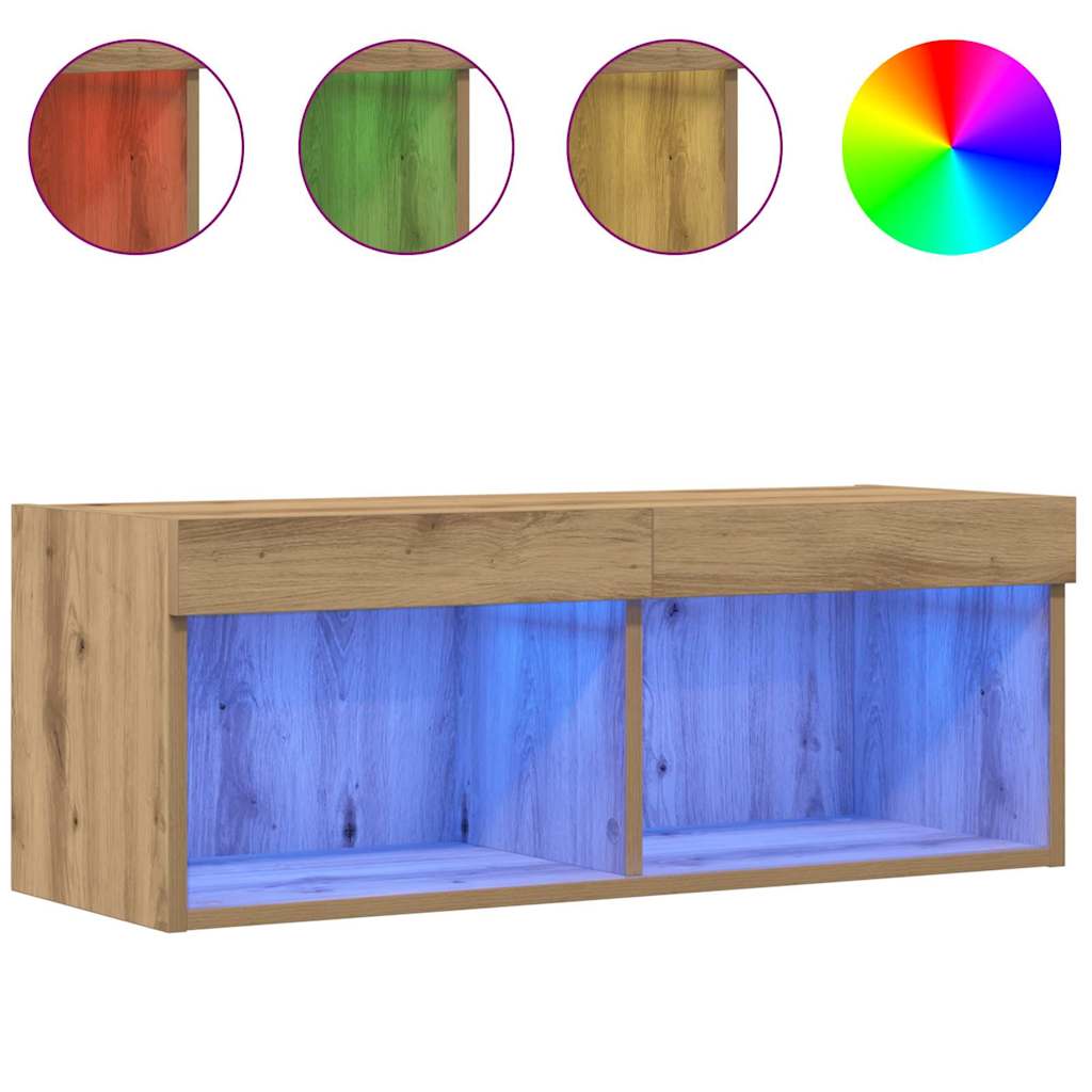 Set TV komoda Zidne 2 pcs Umjetnički hrast 80 x 30 x 30 cm