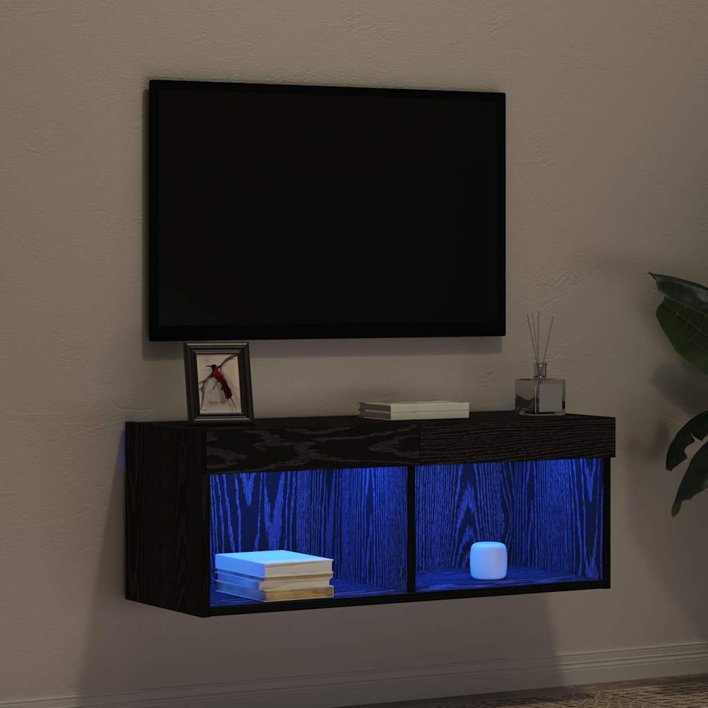 Set TV komoda Crni hrast 80 x 30 x 30 cm Konstruirano drvo