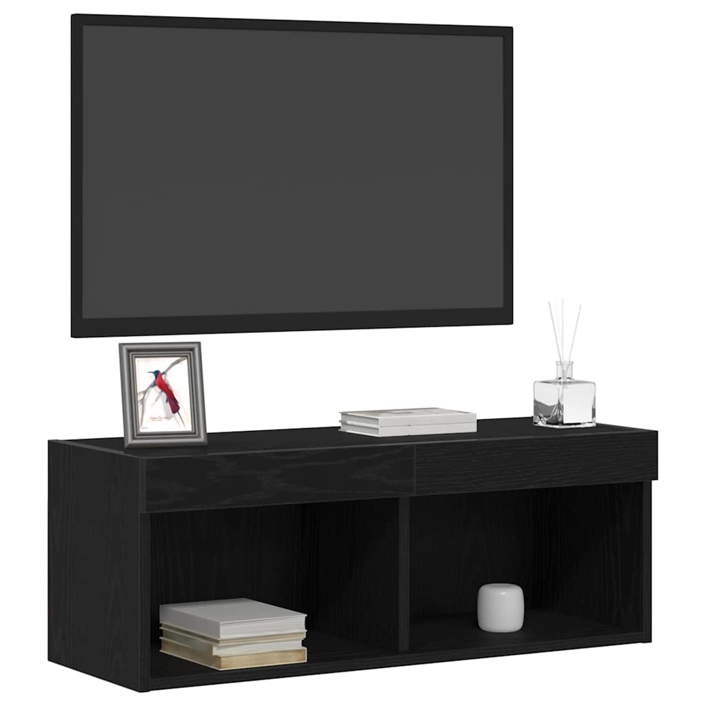 Set TV komoda Crni hrast 80 x 30 x 30 cm Konstruirano drvo