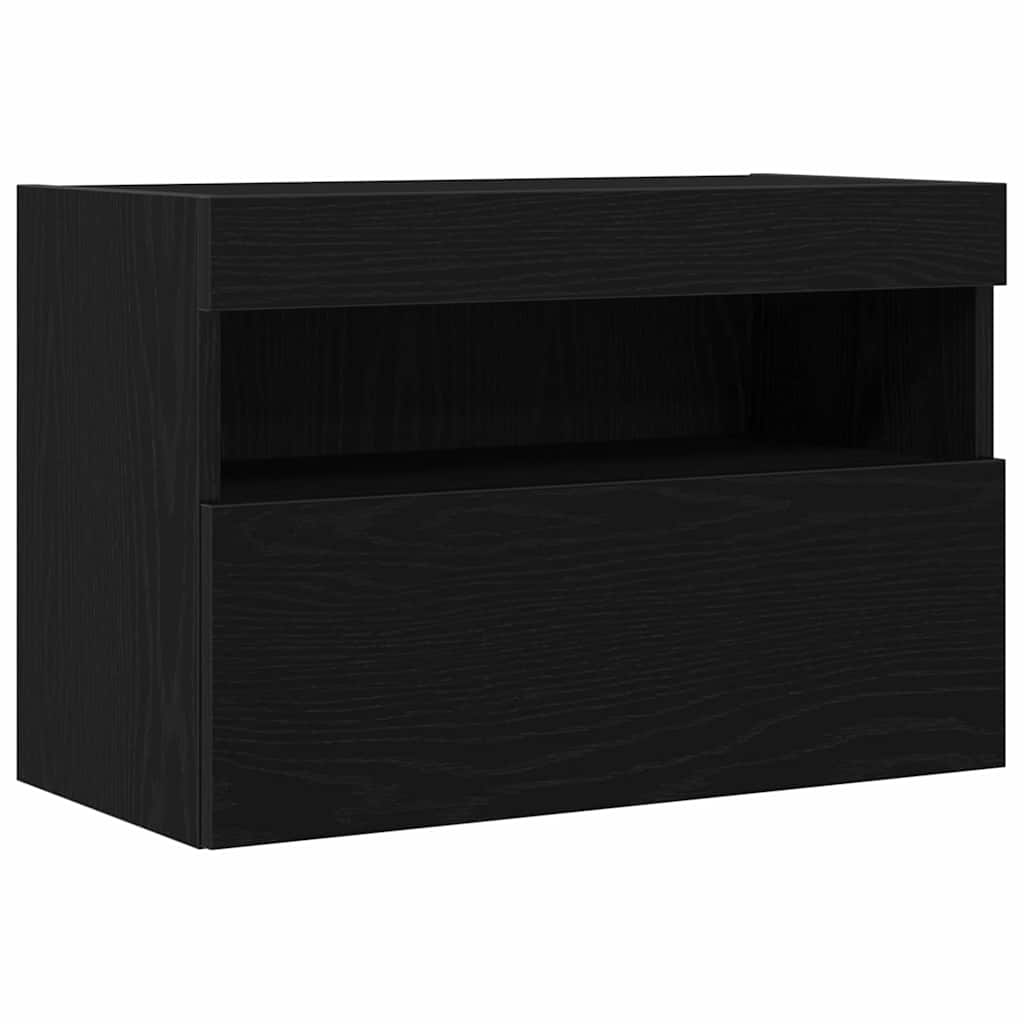 TV zidni ormar s LED svjetlima 2 pcs Crni hrast 60 x 30 x 40 cm