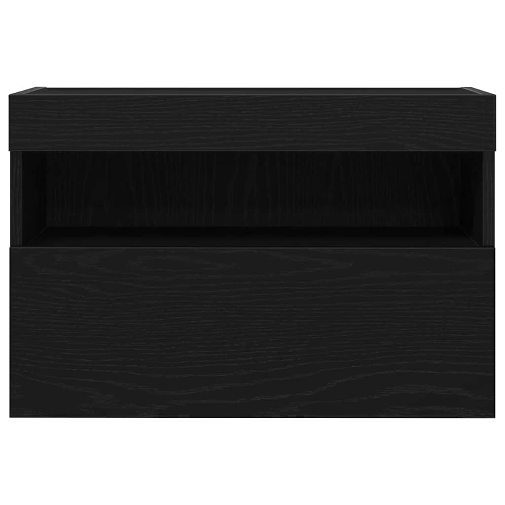 TV zidni ormar s LED svjetlima 2 pcs Crni hrast 60 x 30 x 40 cm
