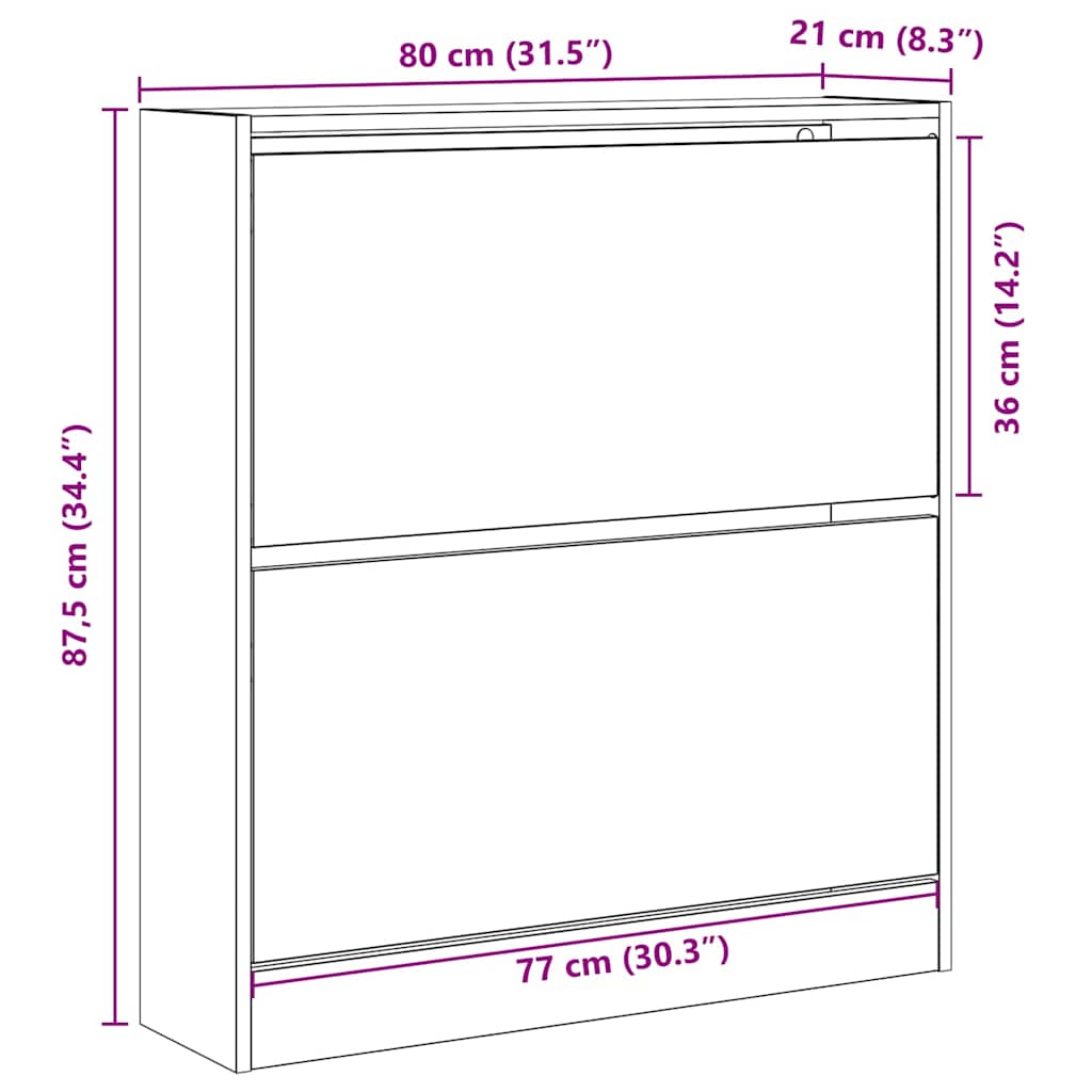 Ormar za cipele Crni hrast 80 x 21 x 87,5 cm Konstruirano drvo