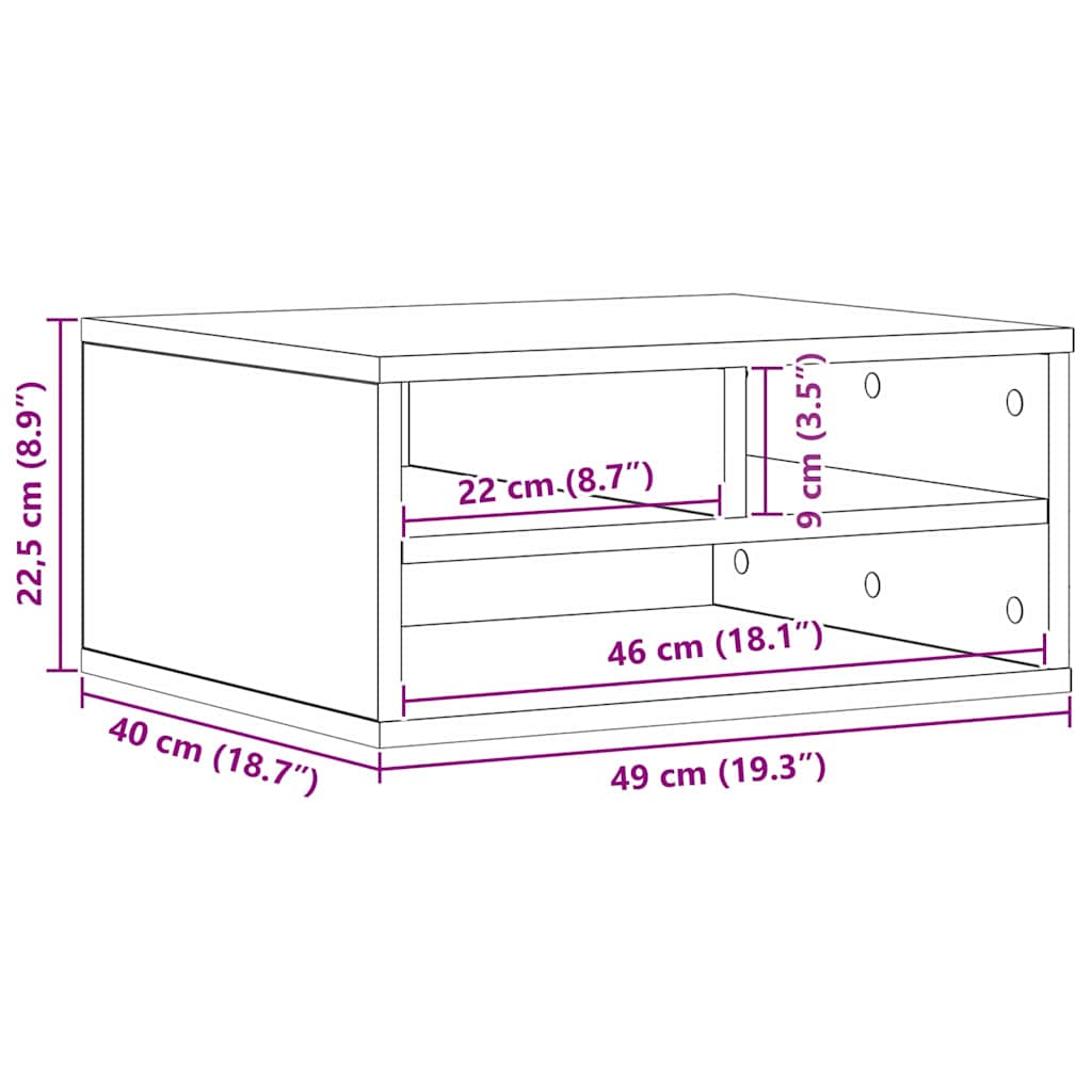 Držač za printer Crni hrast 49 x 40 x 22.5 cm Konstruirano drvo