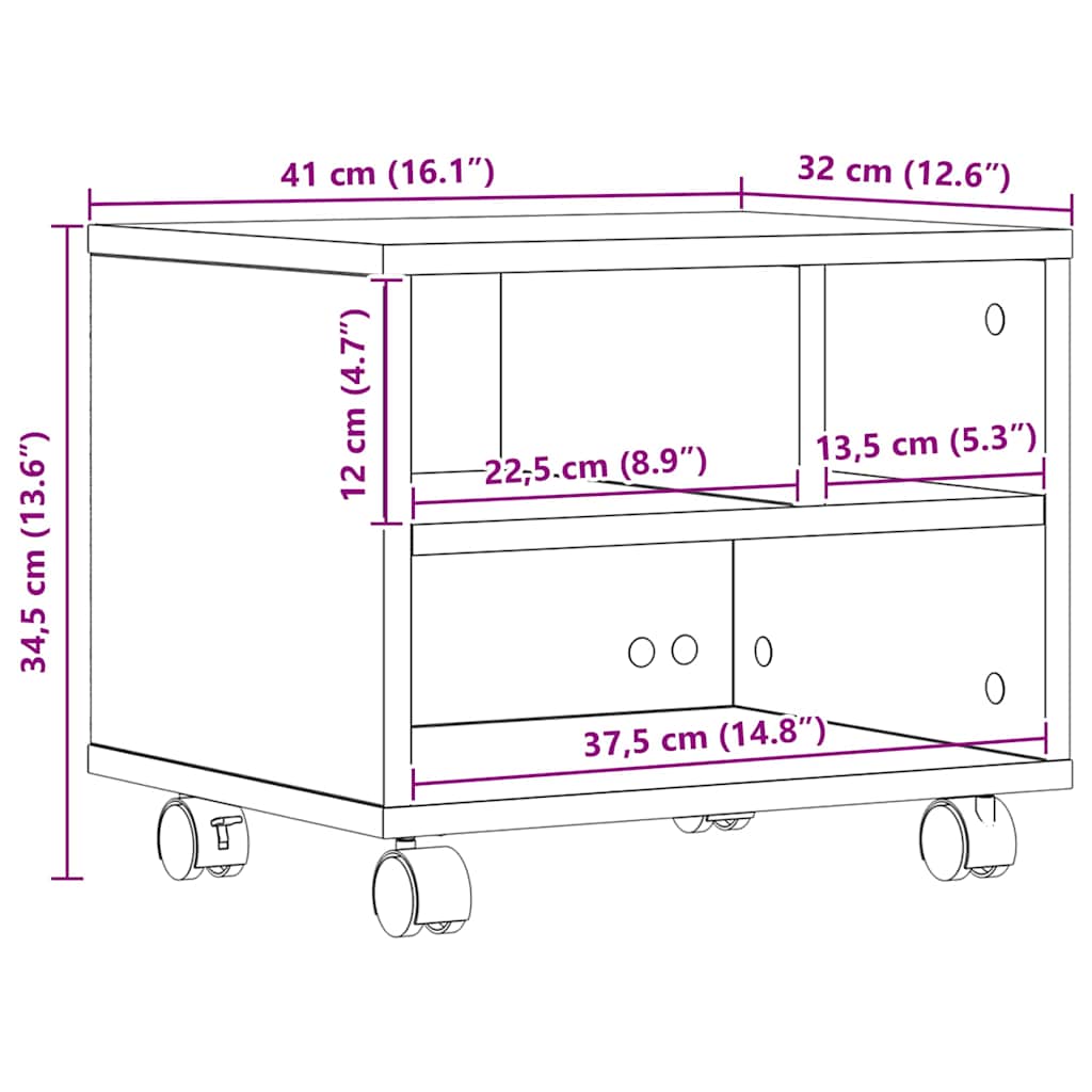 Držač za printer Staro drvo 41 x 32 x 33.5 cm Konstruirano drvo