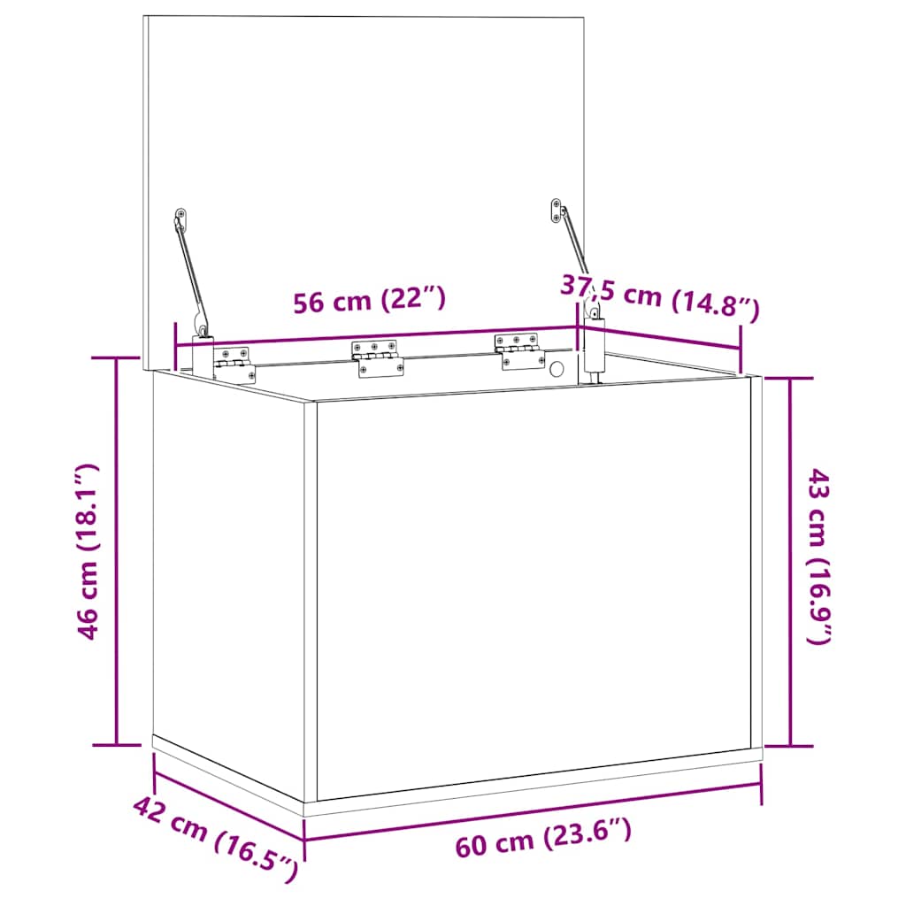 Kutija za spremanje s pohranom Staro drvo 60 x 42 x 46 cm