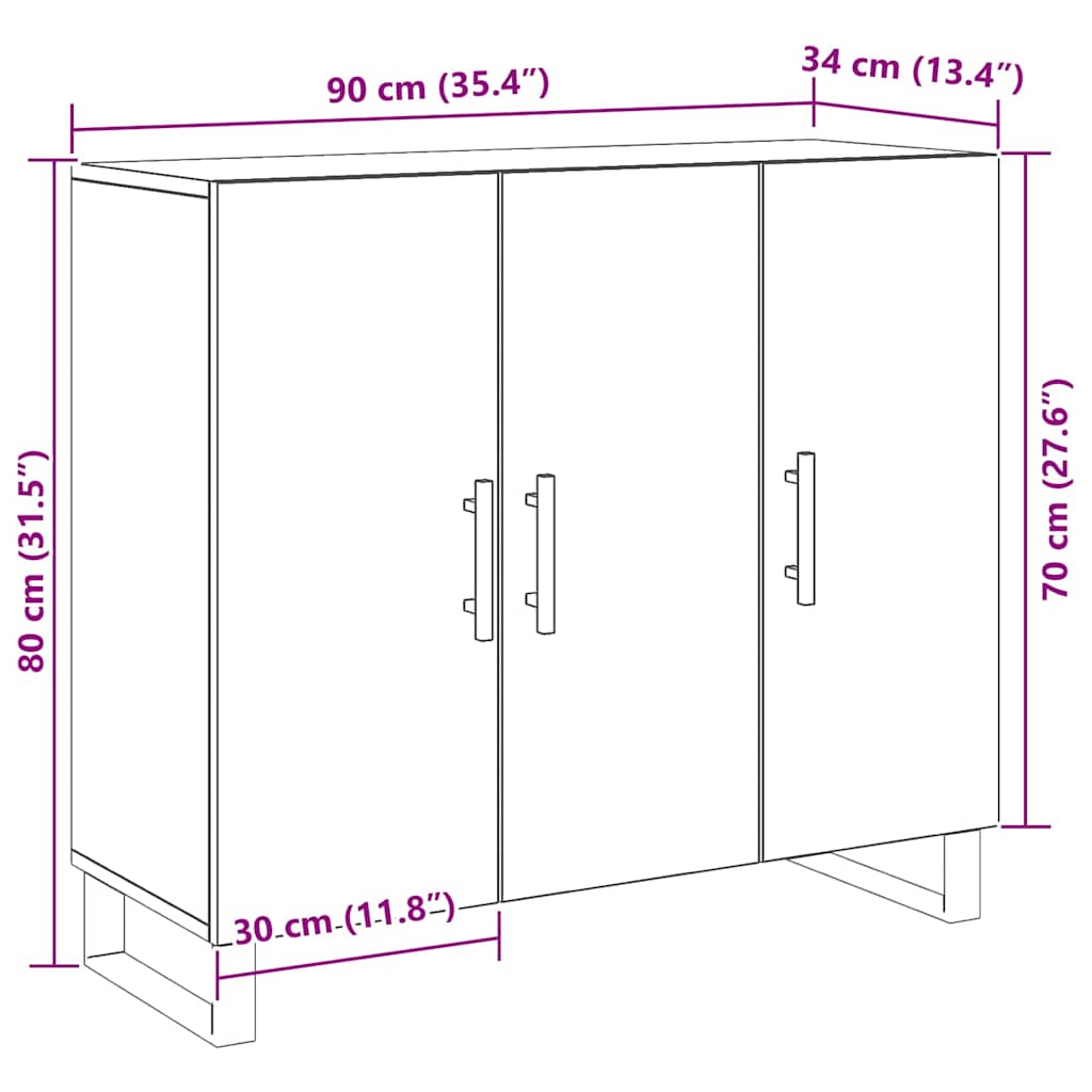 Kreveta Crni hrast 90 x 34 x 80 cm Konstruirano drvo