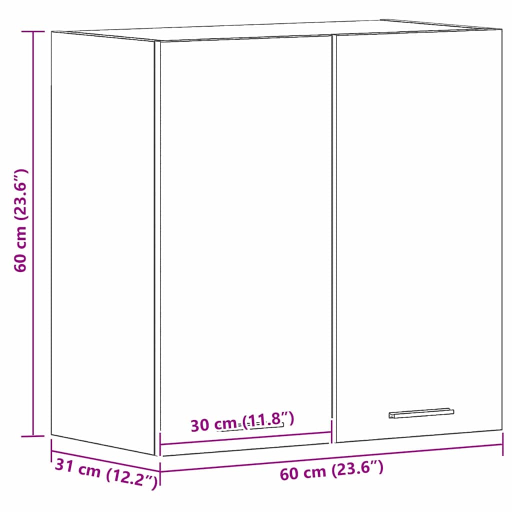 Viseći ormarić s policom Zidne Lyon Crni hrast 60 x 31 x 60 cm