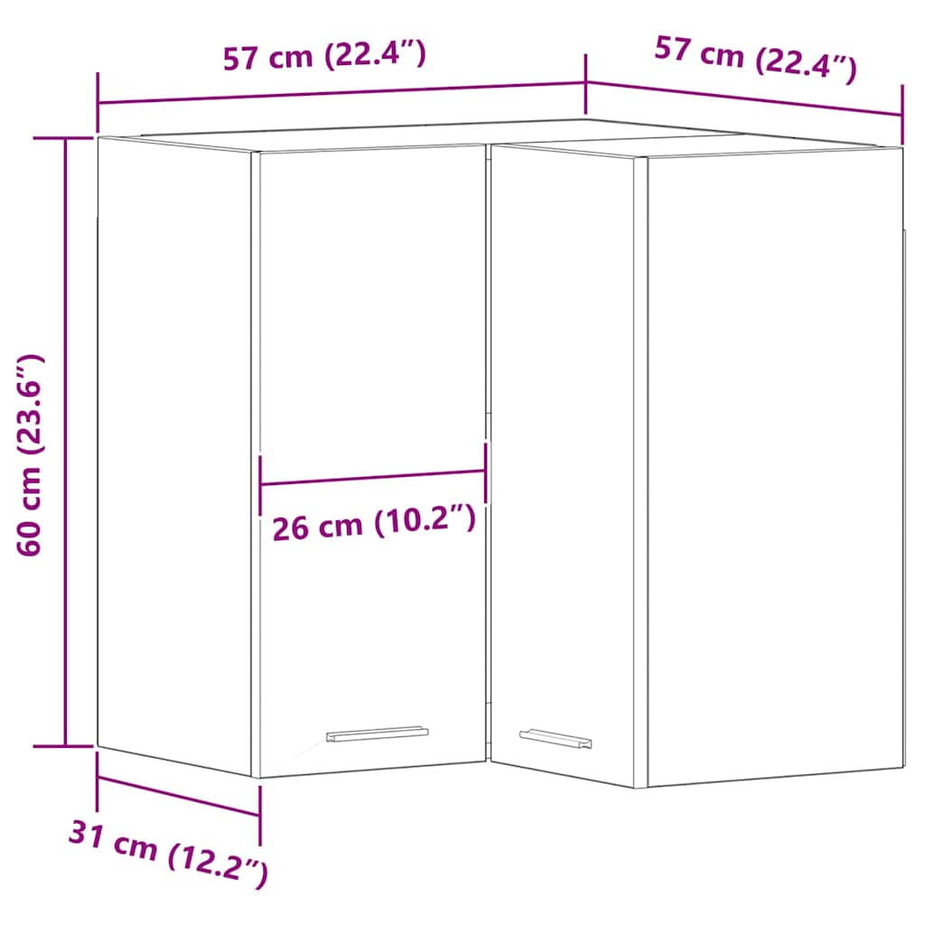Viseći ormarić s policom Zidne Lyon Crni hrast 57 x 57 x 60 cm