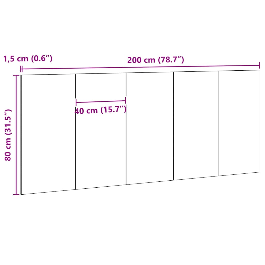 Uzglavlje za krevet Zidne Crni hrast 160 x 1.5 x 80.5 cm