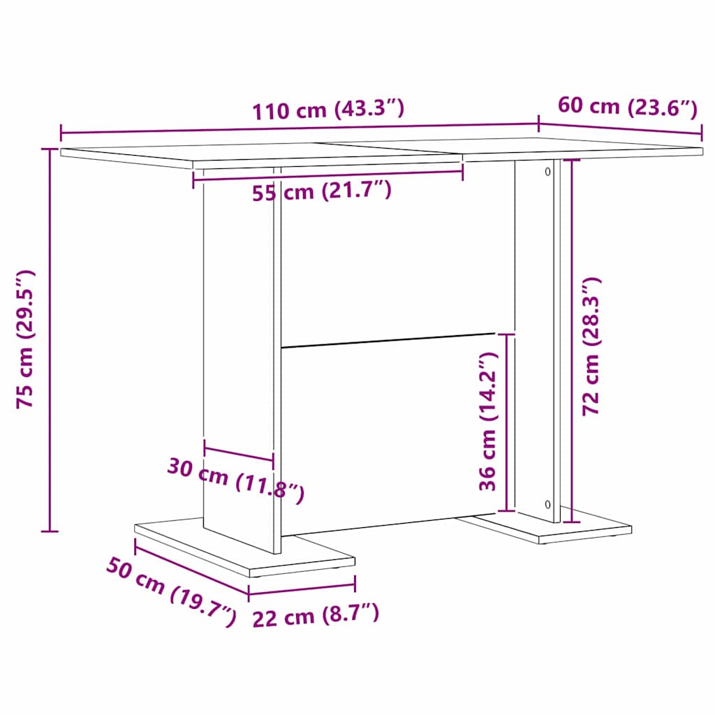 Stol za objedovanje Crni hrast 110 x 60 x 75 cm