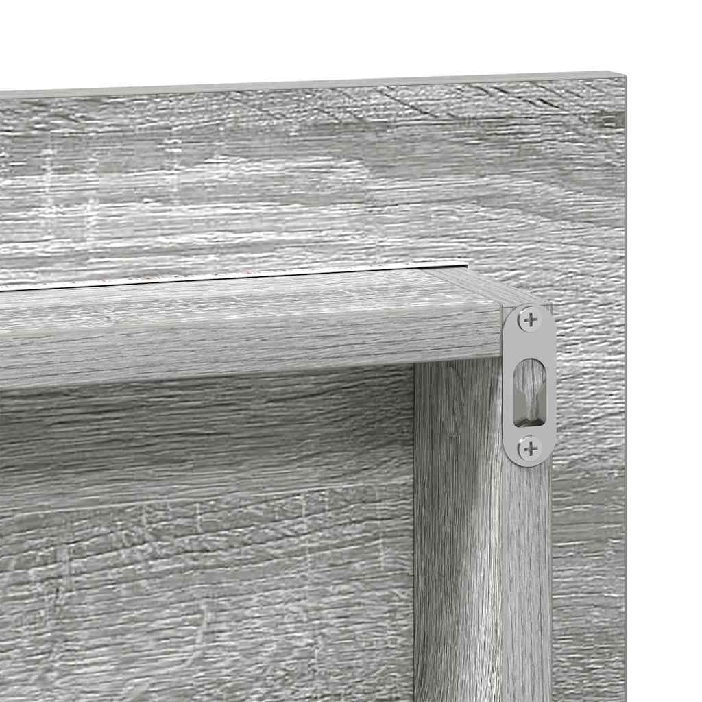 Ogledalo Zidne Siva sonoma 80 x 37 cm Staklo i inženjerski drvo