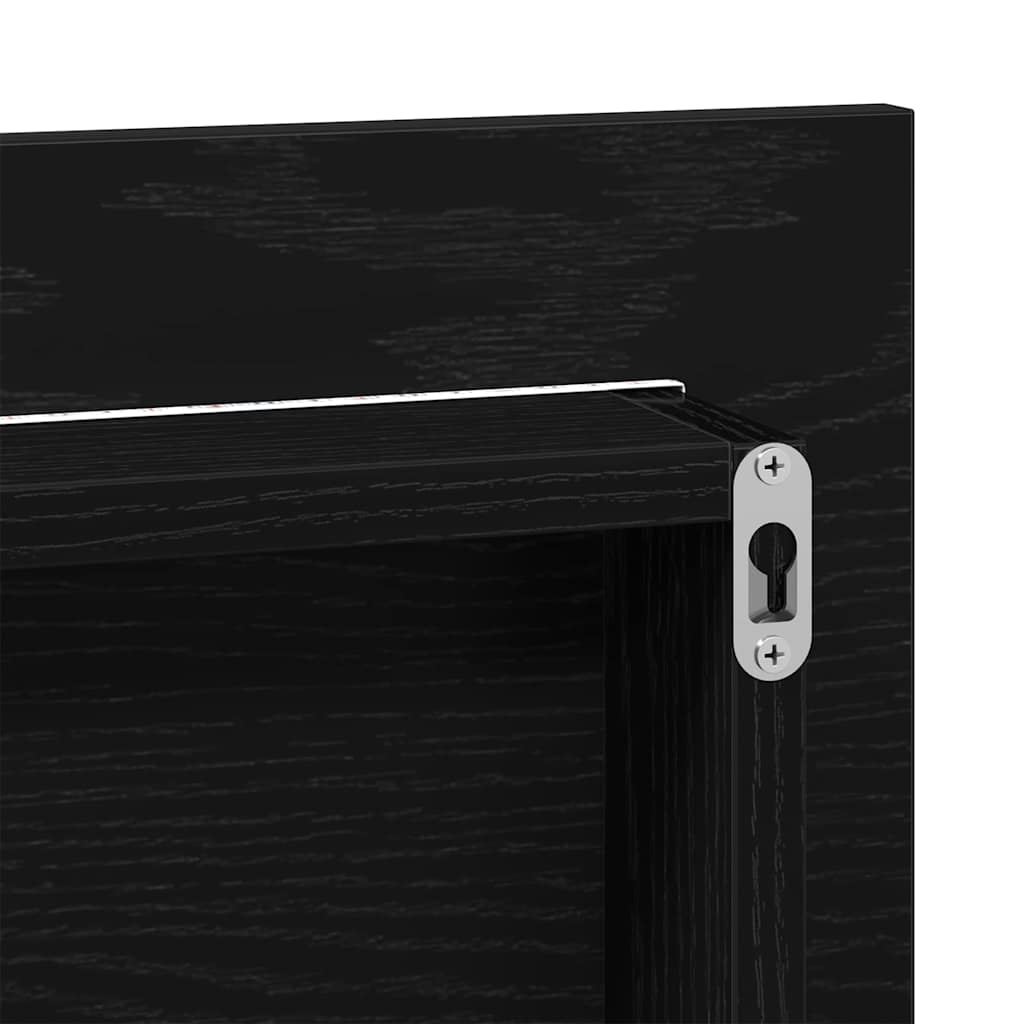 Ogledalo Zidne Crni hrast 80 x 37 cm Staklo i inženjerski drvo