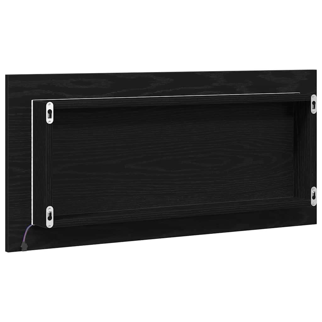 Ogledalo Zidne Crni hrast 80 x 37 cm Staklo i inženjerski drvo
