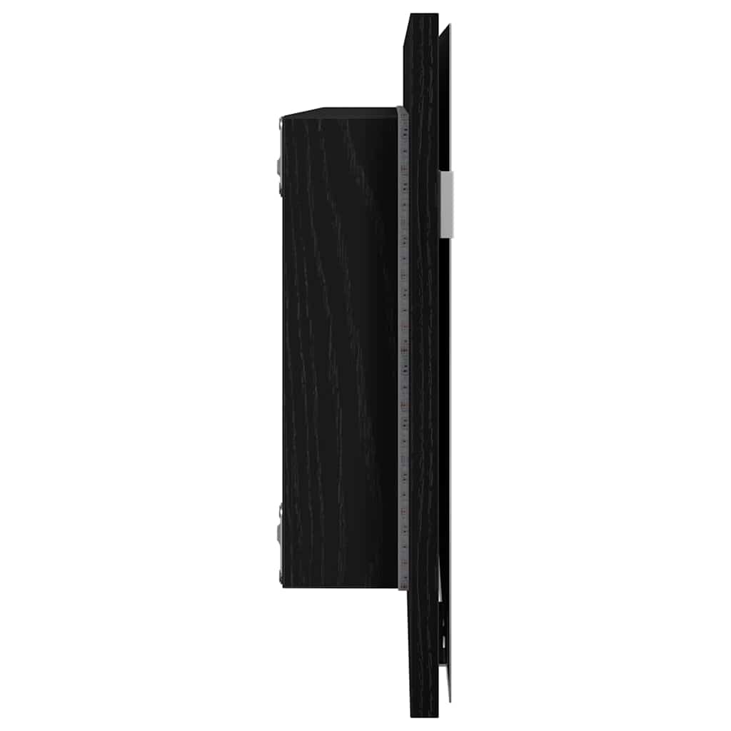 Ogledalo Zidne Crni hrast 80 x 37 cm Staklo i inženjerski drvo
