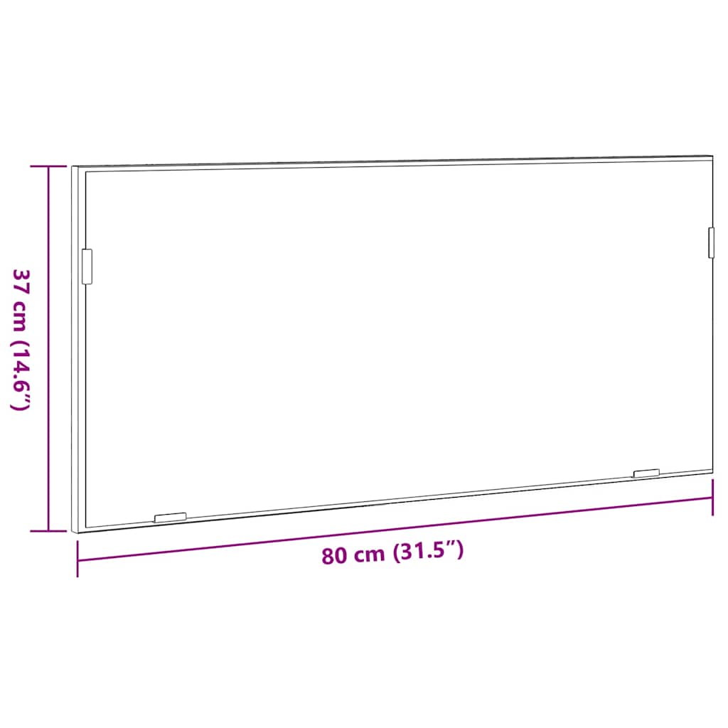 Ogledalo Zidne Crni hrast 80 x 37 cm Staklo i inženjerski drvo