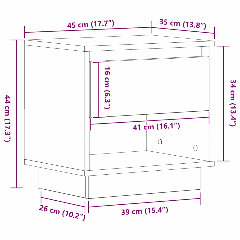 Noćni ormarić s ladicama 2 pcs Staro drvo 45 x 34 x 44 cm