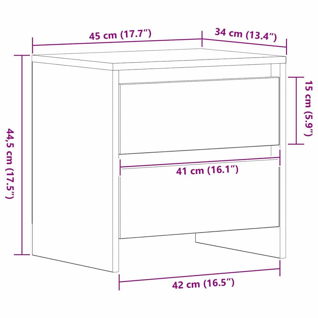 Noćni ormar Staro drvo 45 x 34 x 44,5 cm Konstruirano drvo