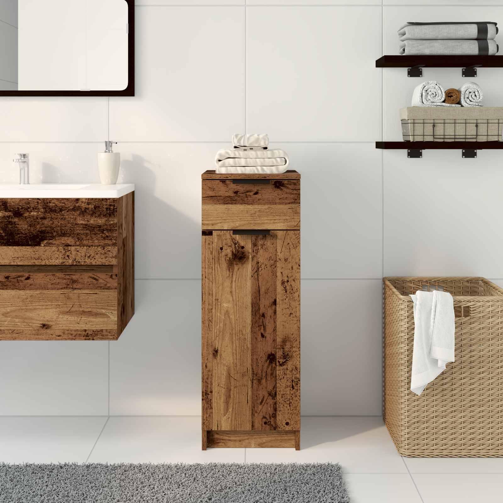 Kupaonski ormar Staro drvo 32 x 34 x 90 cm Konstruirano drvo